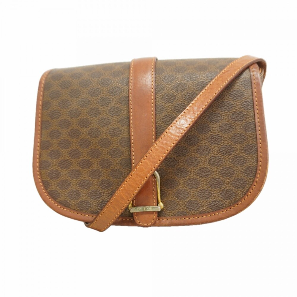 Celine Macadam Shoulder Bag, Brown, Women's